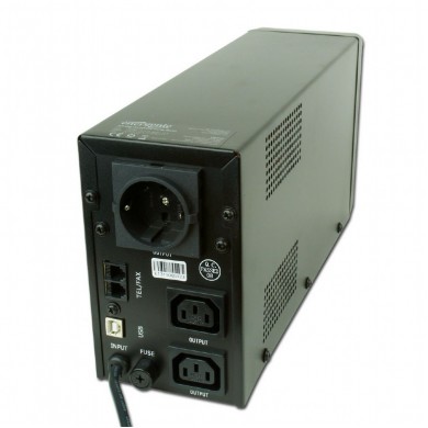 Gembird EnerGenie EG-UPS-032, LCD display, 850VA / 510W, UPS with AVR, Output sockets: 2 pcs x C13, 1 pc Schuko outlets, USB port