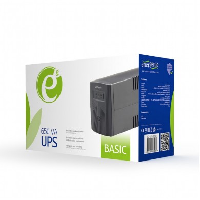 UPS EnerGenie EG-UPS-B650 / 650VA / 390W / 2 x Schuko sockets / Black