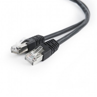 Patch Cord FTP Cat.5e 1m - black, PP22-1M/BK, Gembird, molded strain relief 50u" plugs