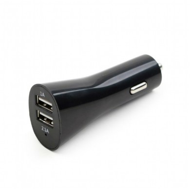 USB Car Charger - EnerGenie EG-U2C2A-CAR-01, 2x USB ports, 2x 12/24 V DC lighter socket, Output current: up to 2 A, charge two devices at once, ideal for charging iPad, iPod, iPhone and other portables, turns one car DC outlet into two, Black
