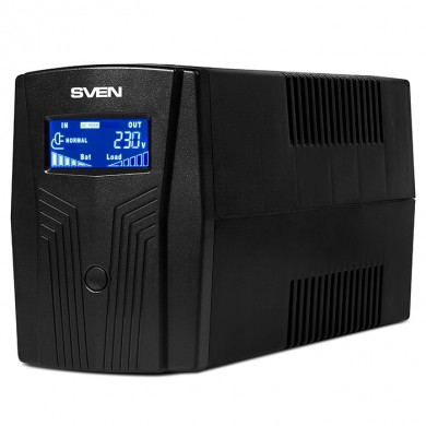 SVEN Pro 650 (LCD,USB), Line-interactive UPS with AVR, 650VA /390W, Multifunction LCD display, 2x Schuko outlets, 1x7AH, AVR: 170-280V, USB, RJ-11, Cold start function, Black SVEN Pro 650 (LCD,USB), Line-interactive UPS with AVR, 650VA /390W, Multifunction LCD display, 2x Schuko outlets, 1x7AH, AVR: 170-280V, USB, RJ-11, Cold start function, Black