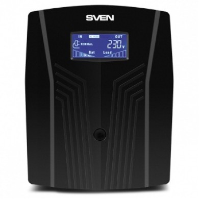 SVEN Pro 1500 (LCD,USB), Line-interactive UPS with AVR, 1500VA /900W, Multifunction LCD display, 3x Schuko outlets, 2x9AH, AVR: 175-280V, USB, RJ-11, Cable 1.1m, Cold start function, Black