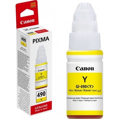 Ink Bottle Canon GI-490 Y (0666C001), yellow, 70ml for G1400/1410/G2410/G2411/G2415/G3410/G3411/G3415/G4411, 7000 p.