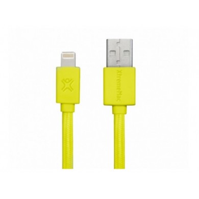 Cable Lightning 1.0m - XtremeMac Flat Cable, Yellow, Apple MFI Certified, Premium Quality, Nylon structure, Resistant