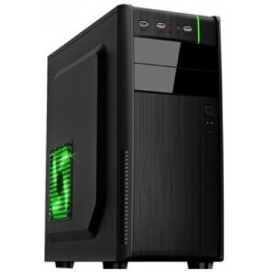 HPC B-28  ATX Case, (500W, 24 pin, 2xSATA, 12cm fan), 2xUSB2.0 / HD Audio, Black + Green decoration