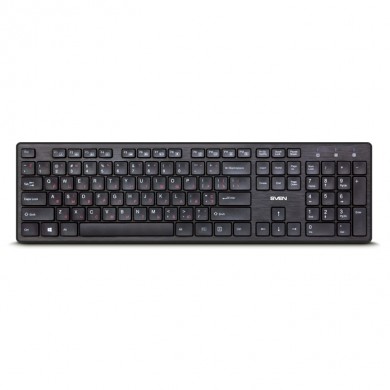 SVEN KB-E5900W, Wireless Keyboard, 107 keys, slim compact design, low-profile keys with smooth stroke, Nano receiver, USB, Black, Rus/Ukr/Eng