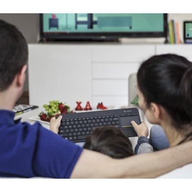 Logitech Wireless Touch Keyboard K400 Plus, Multi-touch touchpad, Nano receiver, USB, Retail, Black