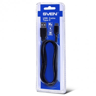 Cable USB2.0/Type-C - 1m - SVEN USB 2.0 A-typeC, 1m, A-plug to typeC B-plug, Black