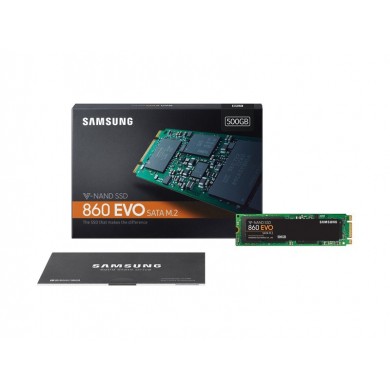 M.2 SATA SSD 500GB  Samsung SSD 860 EVO, SATA 6Gb/s, M.2 Type 2280 form factor, Sequential Reads: 550 MB/s, Sequential Writes: 520 MB/s, Max Random 4k: Read: 97,000 IOPS / Write: 88,000 IOPS, Samsung MJX Controller, 512MB LPDDR4, V-NAND 3bit MLC