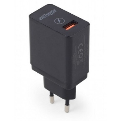 Universal USB Charger - Gembird EG-UQC3-01, 1xUSB QC3.0 output: DC 3.8V...6.5V / 3A, 6.5V...9V / 2A, 9V...12V / max 1.5A, Input: 100/240V, Black