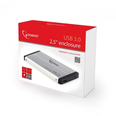 Gembird EE2-U3S-2-S, External enclosure for 2.5'' SATA HDD with USB3.0(5Gb/s) interface, Silver