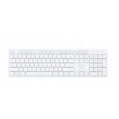 Gembird KB-UML3-01-W-RU Multimedia keyboard, Silent, 3-color backlight, 12 practical multimedia hotkeys, RU layout, USB, White