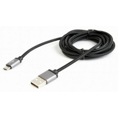 Cable micro USB2.0 Cotton braided - 1.8m - Cablexpert CCB-mUSB2B-AMBM-6, Black, Professional series, USB 2.0 A-plug to Micro B-plug, blister