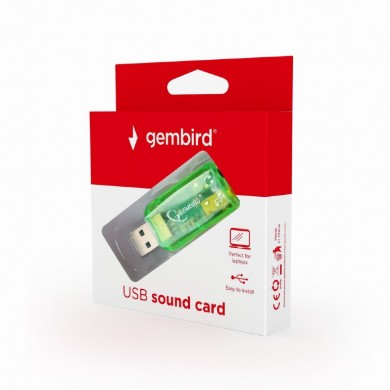 Gembird SC-USB-01 &rdquo;Virtus&rdquo; USB Sound Card,  connectors: USB A-type male, 3.5mm stereo headphone jack, 3.5mm microphone input jack, 3.5 mm line-in jack