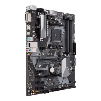 ASUS PRIME B450-PLUS, Socket AM4, AMD B450, Dual 4xDDR4-4400, APU AMD graphics, DVI, HDMI, 2xPCIe X16, 6xSATA3, RAID, 1xM.2, 3xPCIe x1, ALC887 HDA, GbE LAN, 2xUSB3.2 Gen 2,  1xUSB-C 3.2, 4xUSB3.2, Aura Sync RGB, 5X Protection III, ATX