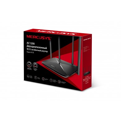 Wireless Router MERCUSYS AC12G / AC1200 Dual Band / Wi-Fi5 / Gigabit / 1WAN+3LAN / 4 external antennas
