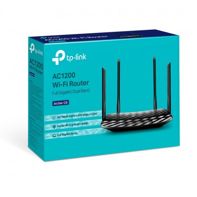 Wireless Router TP-LINK Archer C6 / AC1200 Dual Band / Wi-Fi5 / Gigabit  / 1WAN+4LAN / 4 external antennas+1 internal antenna