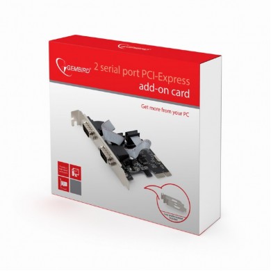 Gembird SPC-22, 2 x Serial ports, PCI-Express, with extra low-profile bracket