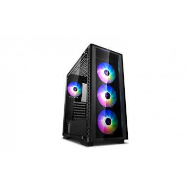 DEEPCOOL "MATREXX 50 ADD-RGB 4F" ATX Case, with Side-Window Tempered Glass Side & Front panel, without PSU, Tool-less, 4x120mm ADD-RGB fans pre-installed, RGB LED Strip (in the front), 1xUSB3.0, 2xUSB2.0 /Audio, Black