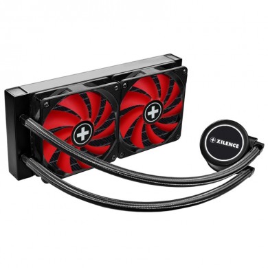XILENCE Liquid Cooler (XC975) &rdquo;LiQuRizer 240&rdquo; Performance A+ Socket LGA 1700/2066/2011/115x/1200 & AM5/AM4, up to 300W, 2x TF120 Red Fans:120x120x25mm, PWM fans:700-1800rpm, 18.0-32.2 dBA, 70CFM, pump: 2100&plusmn;10% rpm, 25dBA, 3 pin, LED lit Pump Head, Black