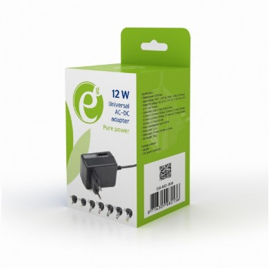 Universal AC-DC Adapter  Gembird EG-MC-008 Universal AC-DC adapter, 3-4.5-5-7.5-9-12 W, Black