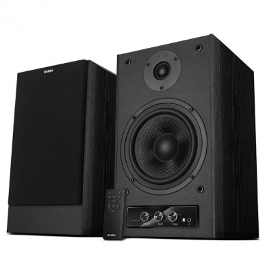 SVEN MC-30 Black,  2.0 / 2x100W RMS, D-CLASS AMPLIFIER WITH DSP, remote control, dimensions 225x255x355 mm, black, wooden.