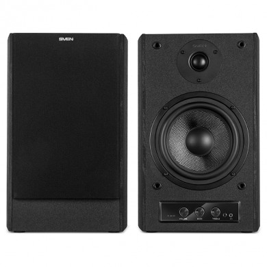 SVEN MC-30 Black,  2.0 / 2x100W RMS, D-CLASS AMPLIFIER WITH DSP, remote control, dimensions 225x255x355 mm, black, wooden.