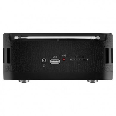 SVEN SRP-555 Black-Silver, FM/AM/SW Radio, 3W RMS, built-in audio files player from USB-fash, microSD and SD card storage devices, telescopic swivel antenna, HEADPHONES JACK ,built-in battery