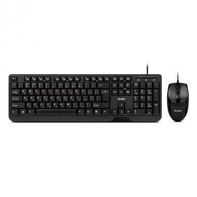 SVEN KB-S330C, Keyboard 12Fn-keys + Mouse (Optical 1000 dpi, 2+1(scroll wheel)), Waterproof design, Classic fullsize layout, USB, Black, Rus/Ukr/Eng