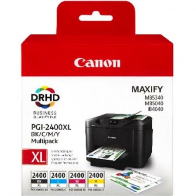 Multi Pack Ink Cartridge Canon PGI-2400XL, BK/C/M/Y XL for MAXIFY iB4040,4140 & MB5040,5340,5140,5440 Ресурс черного картриджа: 2500 стр. Ресурс цветного картриджа: 1755 стр.