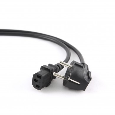 Power cord PC-186-VDE,  1.8 m, Schuko input and right angled C13 output, with VDE approval, Black