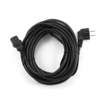 Power cord PC-186-VDE-5M, 5m, Schuko input and right angled C13 output, with VDE approval, Black