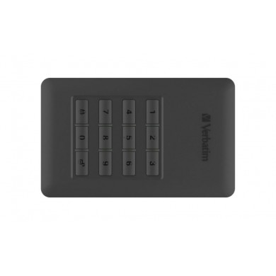2.5" External HDD 2.0TB (USB3.0/USB-C)  Verbatim "Store 'n' Go with Keypad Access", Black, AES 256-bit Hardware Encryption, Built-in keypad for password input, Nero Backup Software, Green Button Energy Saving Software