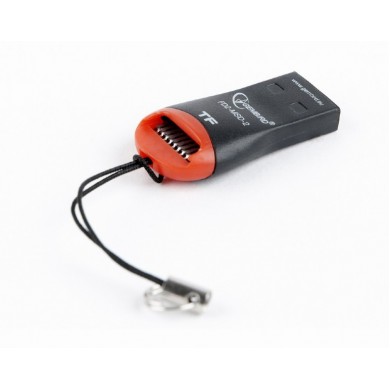 Card Reader Gembird FD2-MSD-3, MicroSDHC, Key ring cord, Black/Orange, USB2.0