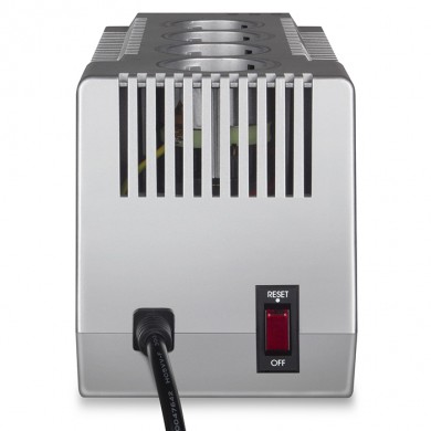 SVEN VR-F1000, 320W, Automatic Voltage Regulator, 4x Schuko outlets, Input voltage: 180-285V, Output voltage: 230V &plusmn; 10%, input and output voltage digital indicator on the front panel, Power supply delay function, metal body, Black