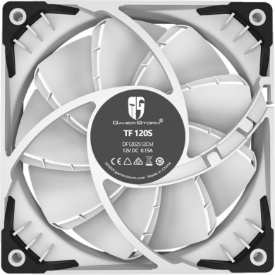 120mm Case Fan - DEEPCOOL Gamer Storm TF series &rdquo;TF120S WHITE&rdquo;, 120x120x25mm, 500-1800rpm, <17.6~31.3dBa, 64.4 CFM, Hydro Bearing, Radiator fan, 4Pin, PWM, MTBF >40000 hours, White
