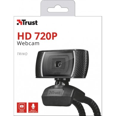 Trust Trino HD Video Webcam, 720p HD Webcam with convenient built-in microphone, 1,43m, USB