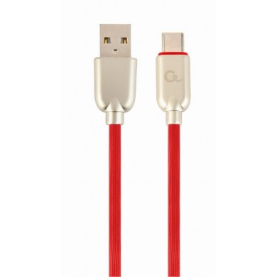 Cable USB2.0/Type-C Premium Rubber - 2m - Cablexpert CC-USB2R-AMCM-2M-R, Red, USB 2.0 A-plug to type-C plug, blister