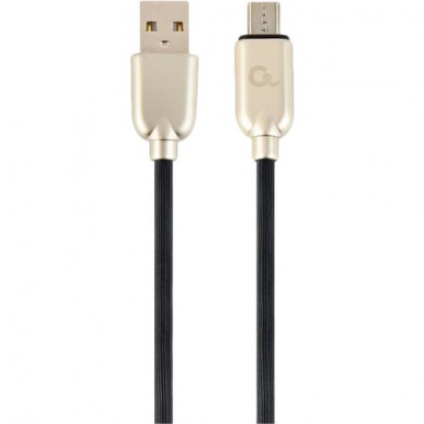 Cable USB2.0/Micro-USB Premium Rubber - 2m - Cablexpert CC-USB2R-AMmBM-2M, Black, USB 2.0 A-plug to Micro-USB plug, blister