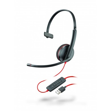 Plantronics Blackwire C3210 (209744-101), USB -A / Jack 3.5mm, Microphone noise-canceling, SoundGuard, DSP, Receive output from 20 Hz–20 kHz, Microphone 100 Hz–10 kHz, Call answer/ignore/end/hold, redial, mute, volume +/-, OEM