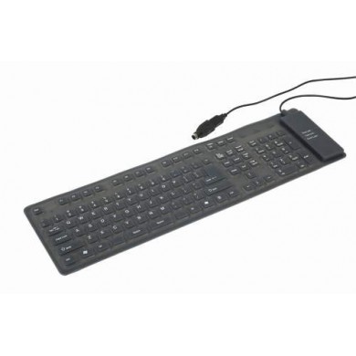 Gembird KB-109F-B, Flexible keyboard, USB, OTG adapter, black color, US layout