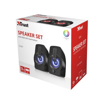 Boxe 2.0 Trust Gemi RGB Black / 12W / 3,5 AUX / USB power