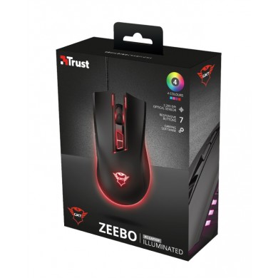 Trust GXT 121 Zeebo,1200 - 3200 dpi, adjustable LED lighting, 7 Programmable button, 1,8 m USB, Black