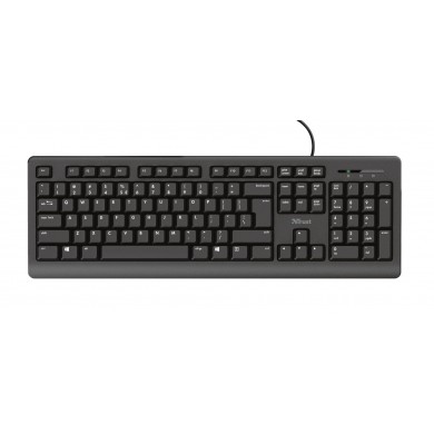 Trust Primo Keyboard, Silent typing, Spill-resistant, RU, USB, 1.8m, Black