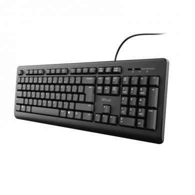 Trust Primo Keyboard, Silent typing, Spill-resistant, RU, USB, 1.8m, Black