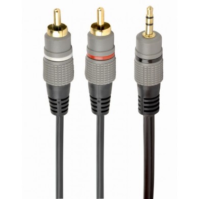 Audio cable 3.5mm-RCA - 5m - Cablexpert CCA-352-5M, 3.5 mm stereo plug to 2*RCA plugs 5m cable, gold-plated connectors, 5m