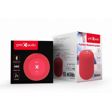 Boxa portabila Gembird SPK-BT-15-R, Red / 5W / Bluetooth / USB / microSD / 1200 mAh
