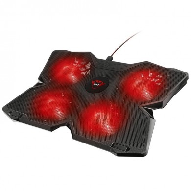Trust Gaming GXT 278 Yozu, 17.4&rdquo; Gaming laptop cooling stand with 4 speed-adjustable, illuminated fans and robust housing, Black