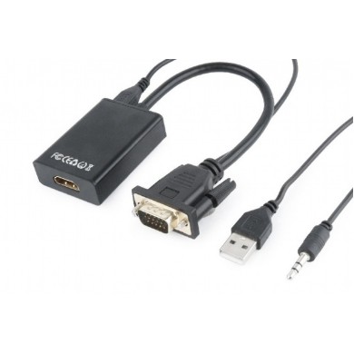 Adaptor Gembird  A-VGA-HDMI-01, VGA to HDMI / 0.15m / black