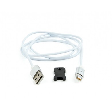 Cable 8-pin 1m - CC-USB2-AMLMM-1M, Magnetic USB 2.0 to 8-pin male connector cable, silver, 1 m